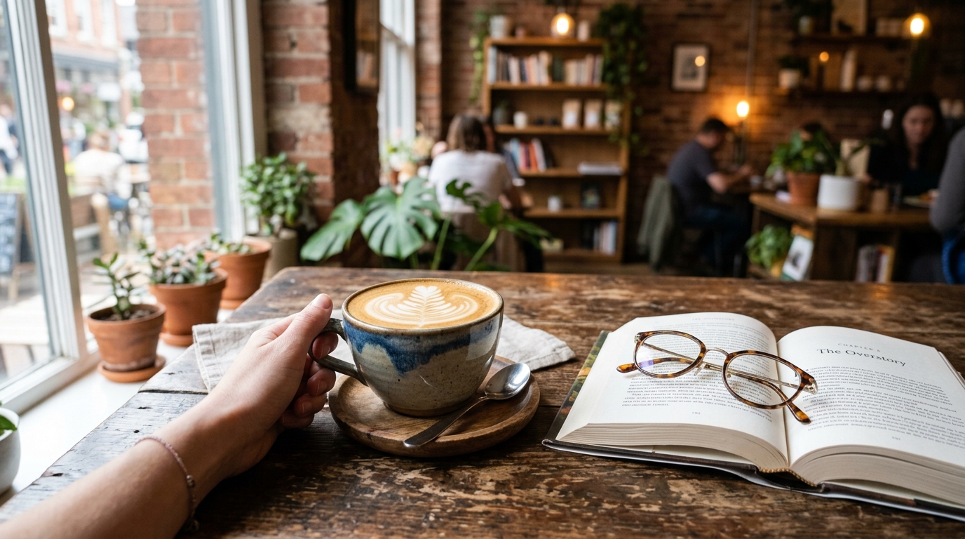 A beautifully crafted latte with intricate art at a cozy El Monte coffee shop