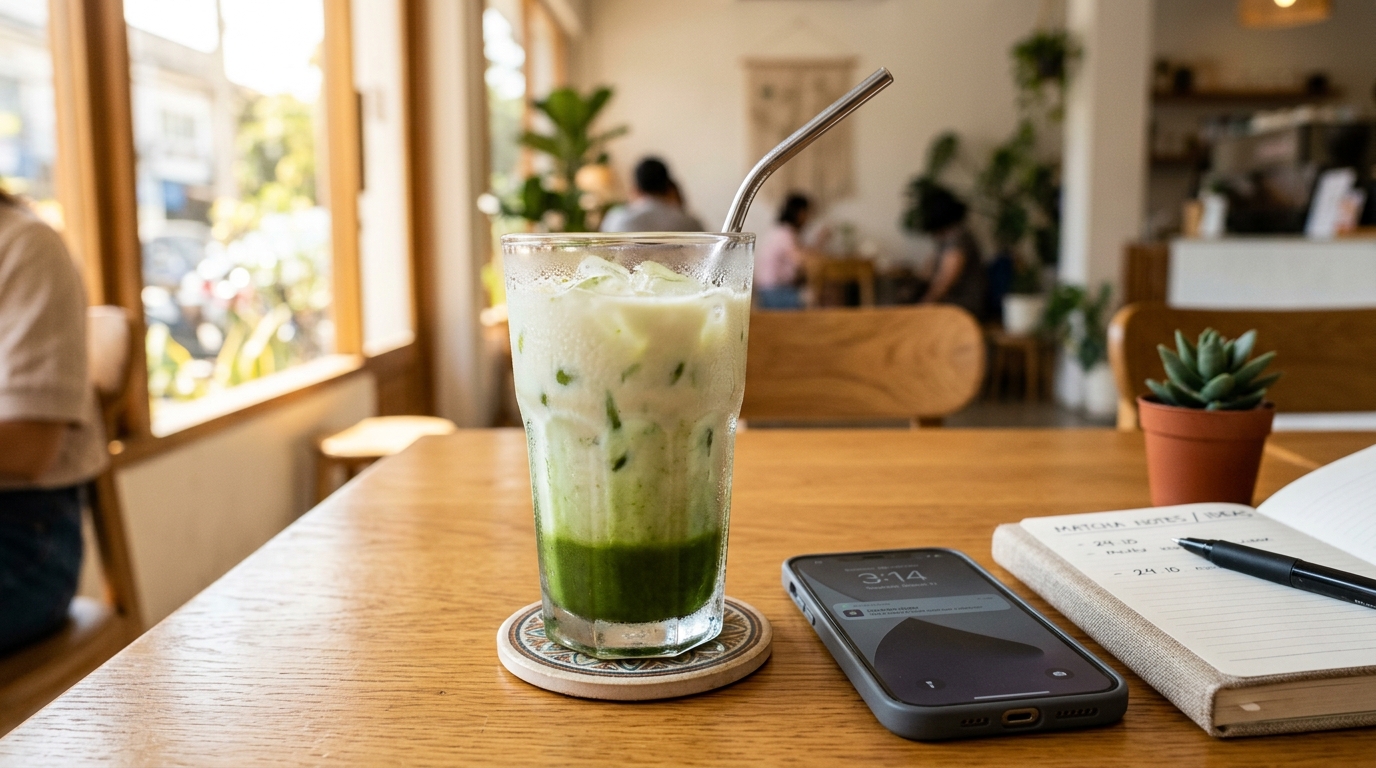 A refreshing layered iced matcha latte perfect for a warm El Monte afternoon