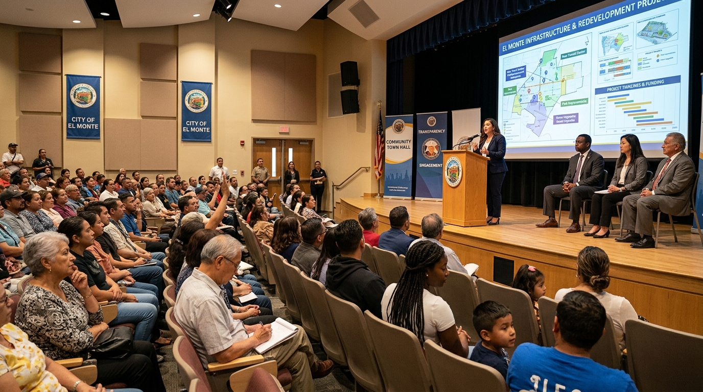 El Monte community town hall meeting discussing infrastructure projects
