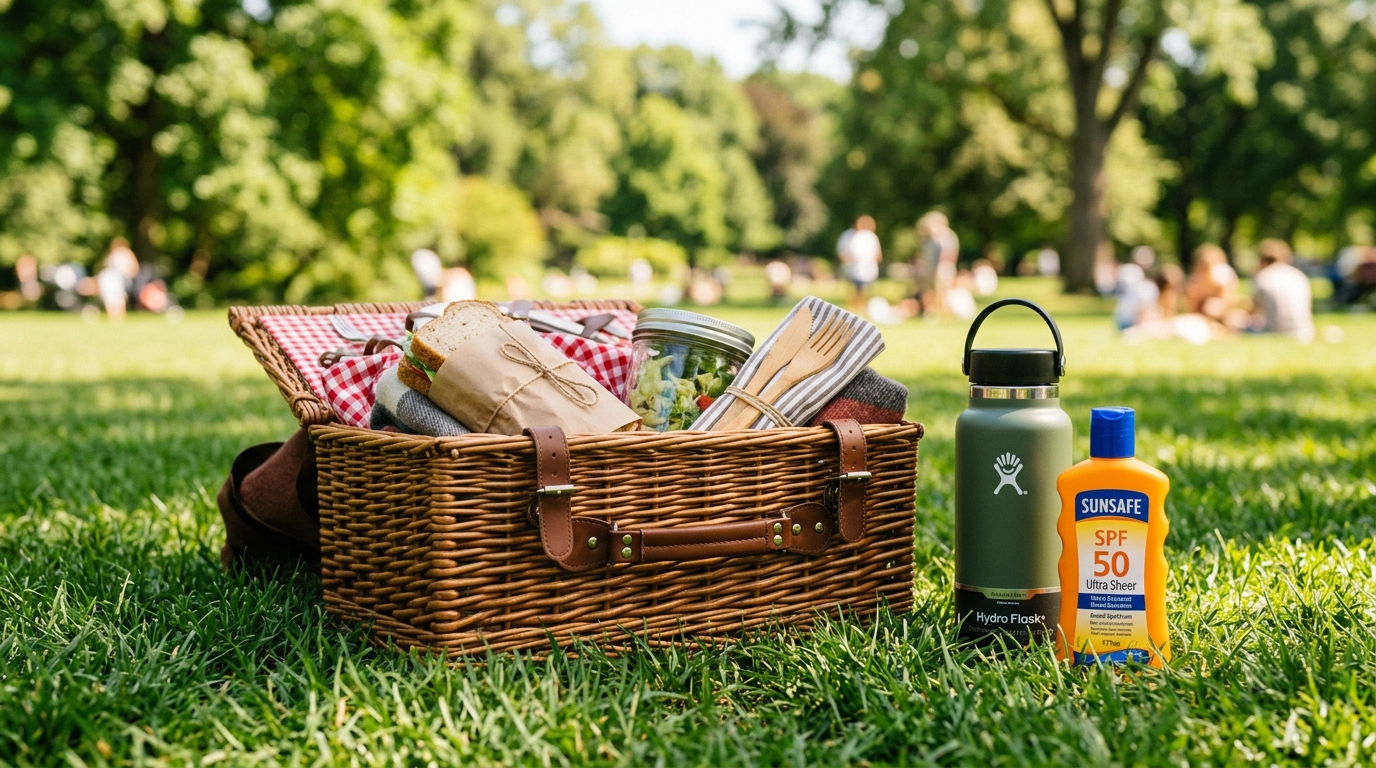 Essential items packed for a safe and enjoyable family picnic in El Monte