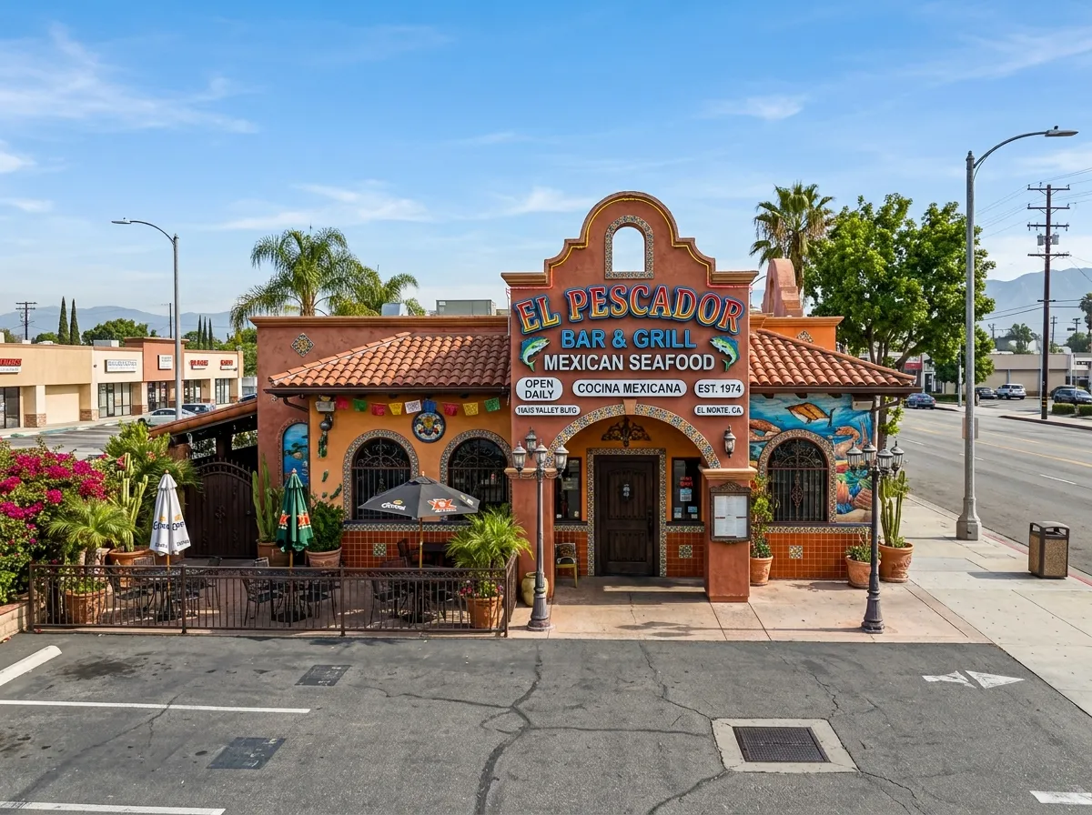 Exterior of El Pescador Bar & Grill.