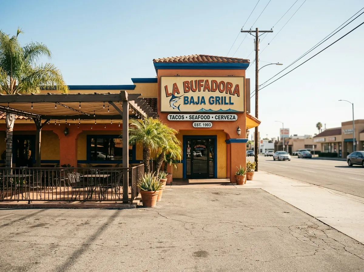 Exterior of La Bufadora Baja Grill in El Monte.