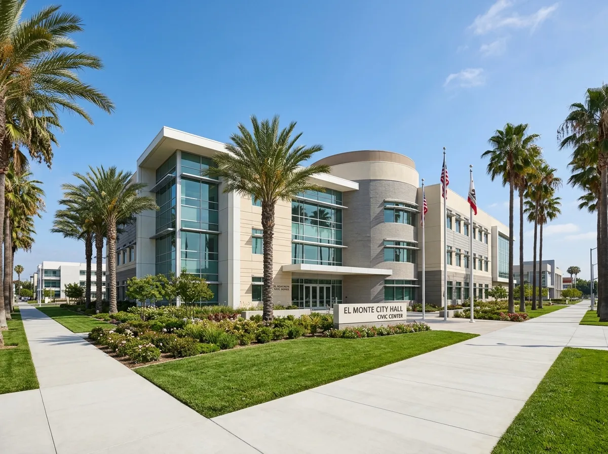 Exterior view of El Monte City Hall in El Monte, California.