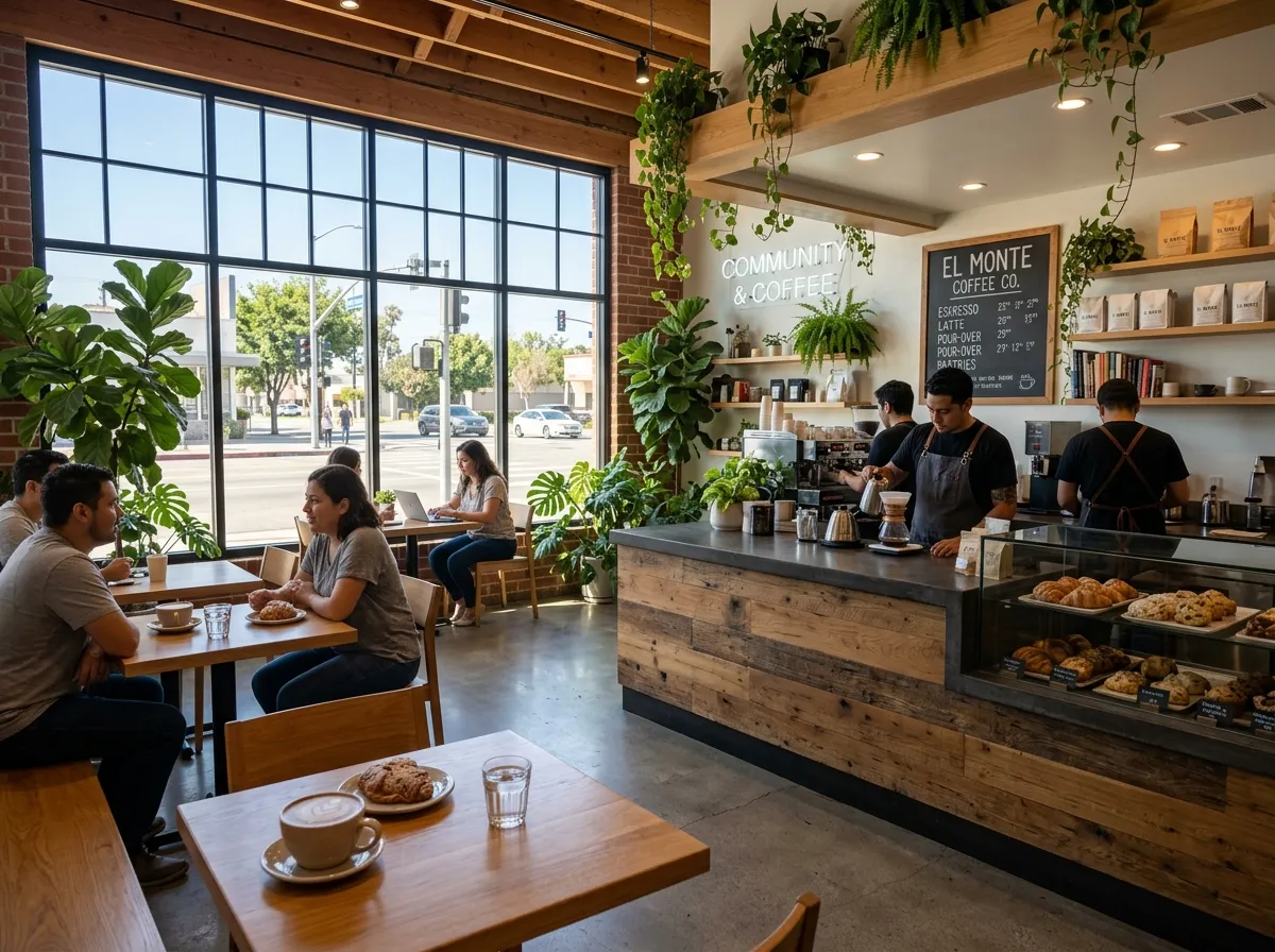 Modern coffee shop in El Monte with handcrafted drinks and cozy seating
