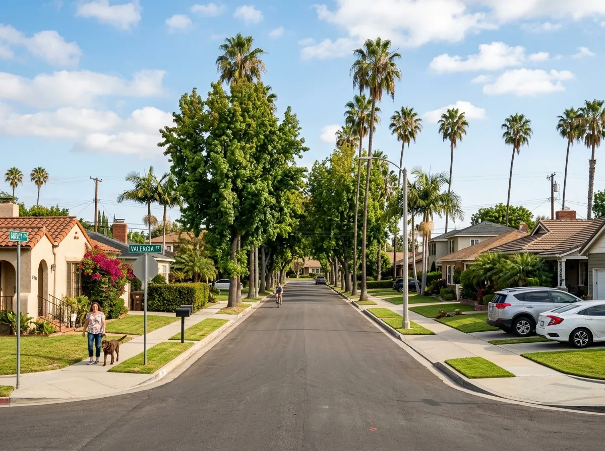Residential neighborhood in El Monte with tree-lined streets and well-kept homes