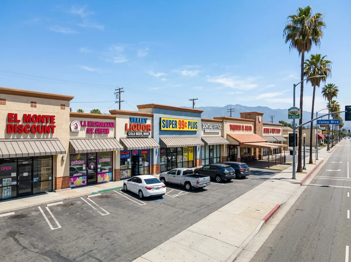 Retail shopping area in El Monte.