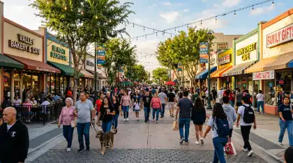 Pedestrians walking on Main Street